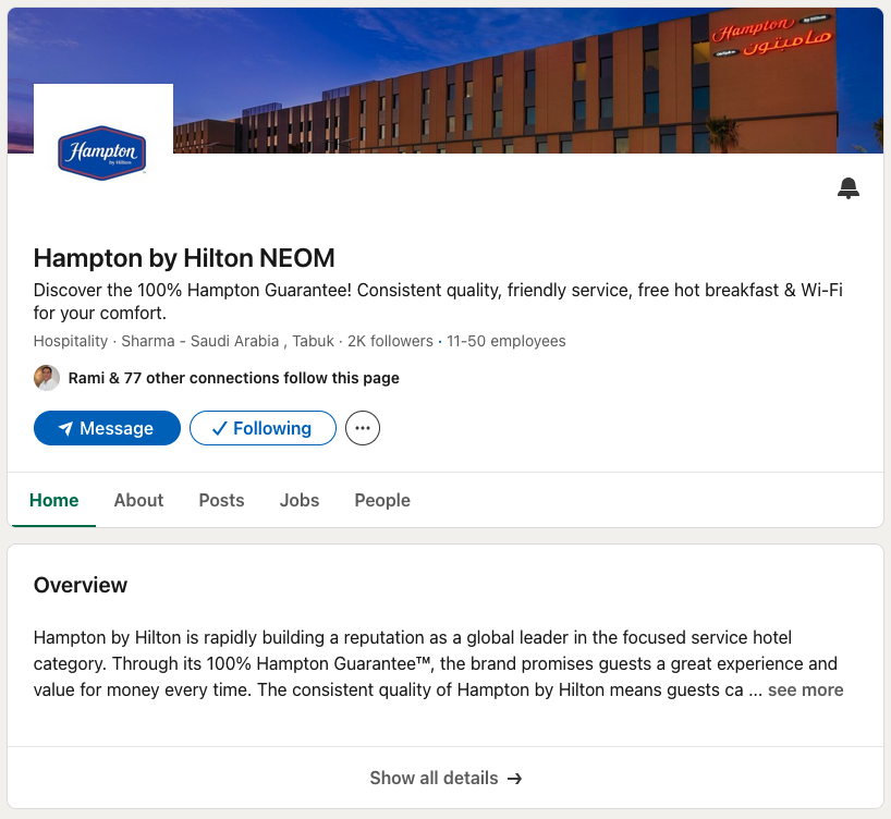 Hampton by Hilton NEOM — Social media development